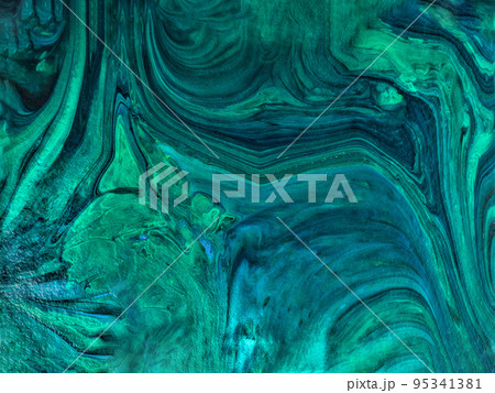 Green marble abstract background texture, acrylic paint. Malachite stone wallpaper print design with natural mineral texture . 95341381