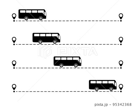 Bus with line start and finish point set. Bus with line start and finish point set. 95342368