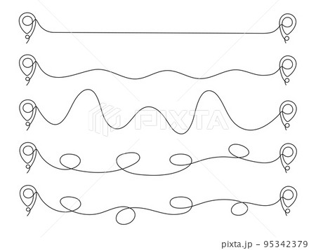 Location pointer continuous one line drawing set. Location pointer continuous one line drawing set. 95342379
