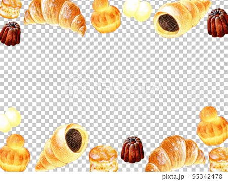 多種麵包彩色鉛筆劃插圖框架材料 95342478