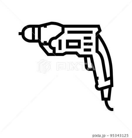 drill construction line icon vector illustration 95343125