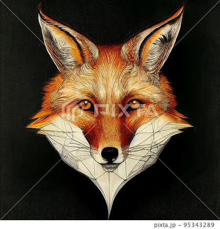 Red tribal fox portrait. Vintage hand drawn illustration for t-shirt, poster, clothes. 95343289
