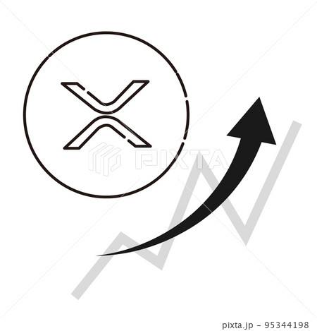 シンプルなリップル（XRP）上昇するイメージ（白黒） 95344198