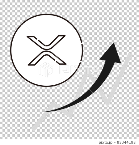 シンプルなリップル（XRP）上昇するイメージ（白黒） 95344198