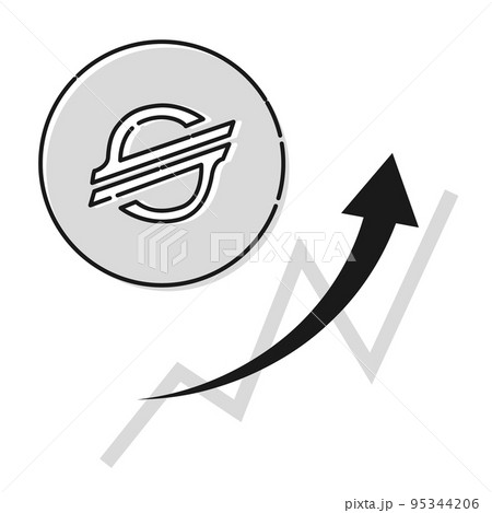 シンプルなステラルーメン(XLM)上昇するイメージ(白黒) シンプルなステラルーメン(XLM)上昇するイメージ(白黒) 95344206