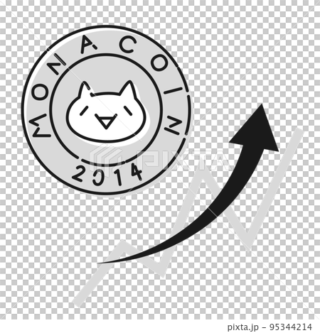 簡單的莫納幣(MONA)上升圖像(黑白) 簡單的莫納幣(MONA)上升圖像(黑白) 95344214