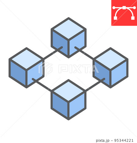 Blockchain color line icon, cryptocurrency and...のイラスト素材 [95344221] - PIXTA