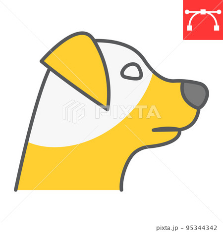 Dog head color line icon, pet and animal, dog vector icon, vector graphics, editable stroke filled outline sign, eps 10 95344342