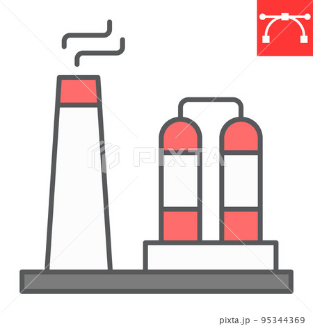 Refinery color line icon, factory and industry, chemical plant vector icon, vector graphics, editable stroke filled outline sign, eps 10 95344369