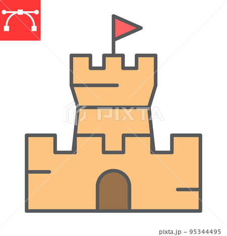 Sand castle color line icon, summer and beach, castle vector icon, vector graphics, editable stroke filled outline sign, eps 10 Sand castle color line icon, summer and beach, castle vector icon, vector graphics, editable stroke filled outline sign, eps 10 95344495
