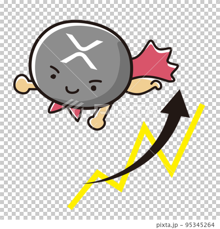 Cryptocurrency Ripple (XRP) 英雄插圖和上升圖表 Cryptocurrency Ripple (XRP) 英雄插圖和上升圖表 95345264