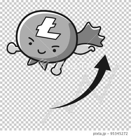 虛擬貨幣萊特幣（LTC）英雄圖解及上升圖（黑白） 95345272