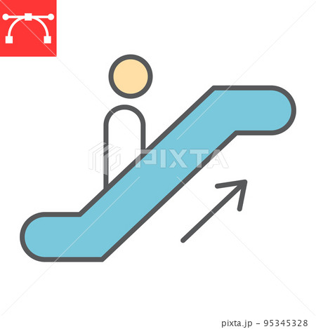 Escalator up color line icon, information and airport, man on escalator vector icon, vector graphics, editable stroke filled outline sign, eps 10 95345328