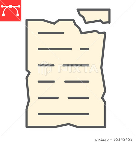 Crumpled paper color line icon, recycle and ecology, paper waste vector icon, vector graphics, editable stroke filled outline sign, eps 10 95345455