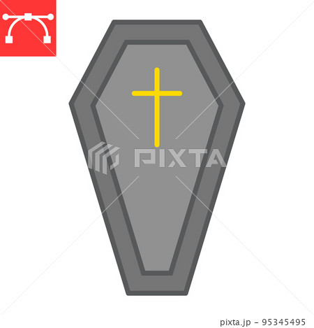 Coffin color line icon, holiday and halloween, tomb vector icon, vector graphics, editable stroke filled outline sign, eps 10. Coffin color line icon, holiday and halloween, tomb vector icon, vector graphics, editable stroke filled outline sign, eps 10. 95345495