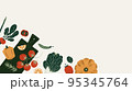 Tasty food background. Pumpkin with spinach and pepper. Food ingredients. Vector illustration. 95345764
