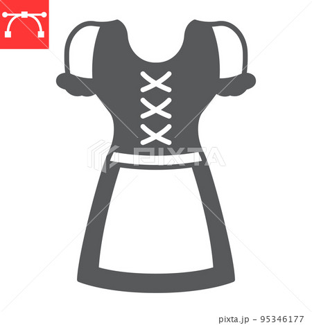Dirndl glyph icon, dress and oktoberfest, dirndl vector icon, vector graphics, editable stroke solid sign, eps 10. 95346177