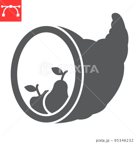 Cornucopia glyph icon, thanksgiving and holiday, cornucopia vector icon, vector graphics, editable stroke solid sign, eps 10. 95346232