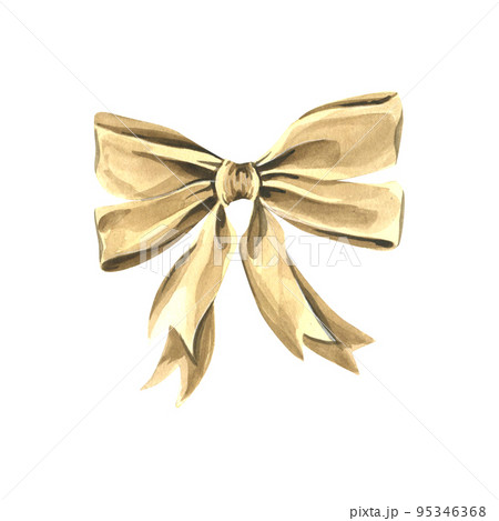The bow is beige, satin. Watercolor illustration, isolated object on a white background. From the Lavender SPA collection. For the design and decoration of postcards, souvenirs, covers, banners 95346368