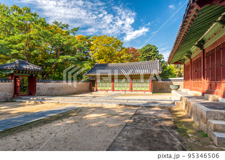 Jongmyo Confucian shrine of the Korean Joseon Dynasty in Seoul, South Korea Jongmyo Confucian shrine of the Korean Joseon Dynasty in Seoul, South Korea 95346506