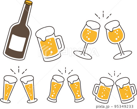 ビール　乾杯　シンプル 95349233