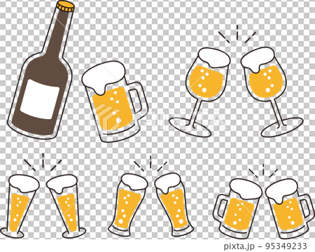 ビール　乾杯　シンプル 95349233