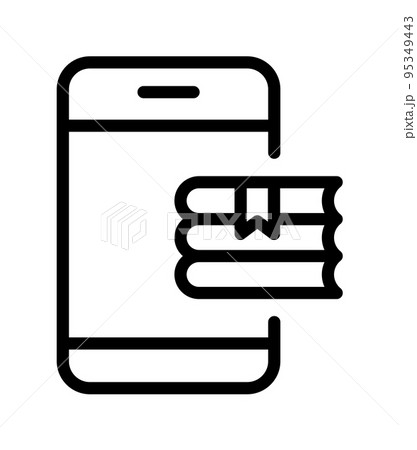 Vector Line Books and mobile icon isolated on white background. Outline symbol for website design, mobile application, ui. Book pictogram. telephone illustration editorial stroke 95349443