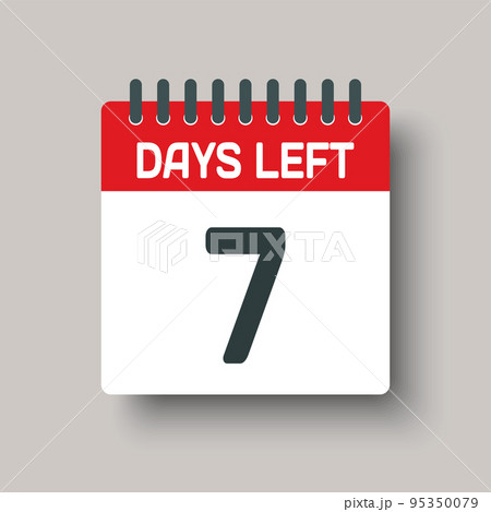 Countdown daily page calendar icon - 7 days left Countdown daily page calendar icon - 7 days left 95350079