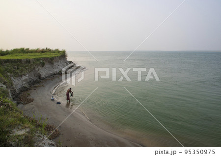Beautiful landscape view of Padma river in Bangladesh Beautiful landscape view of Padma river in Bangladesh 95350975