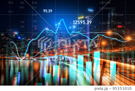 Financial graphs overlap with modernistic urban area for business concept. Financial graphs overlap with modernistic urban area for business concept. 95351010