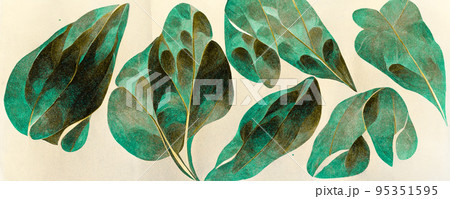 Spectacular green leaf with realistic texture reveal. Digital 3D illustration. Spectacular green leaf with realistic texture reveal. Digital 3D illustration. 95351595