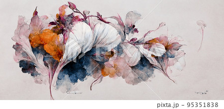 Spectacular watercolor white flower. Digital art 3D illustration. Spectacular watercolor white flower. Digital art 3D illustration. 95351838