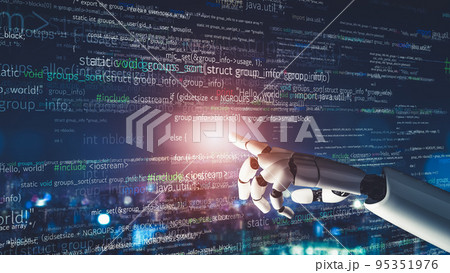 Futuristic robot artificial intelligence revolutionary AI technology concept Futuristic robot artificial intelligence revolutionary AI technology concept 95351976