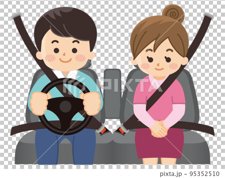 Drive with a couple inside the car 95352510