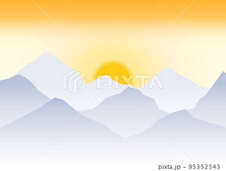 mountain view 2d outline with sunset background abstract for wallpaper banner  95352543