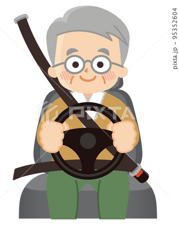 車を運転するシニア男性 安全運転 シートベルト 車を運転するシニア男性 安全運転 シートベルト 95352604