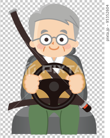 車を運転するシニア男性 安全運転 シートベルト 車を運転するシニア男性 安全運転 シートベルト 95352604