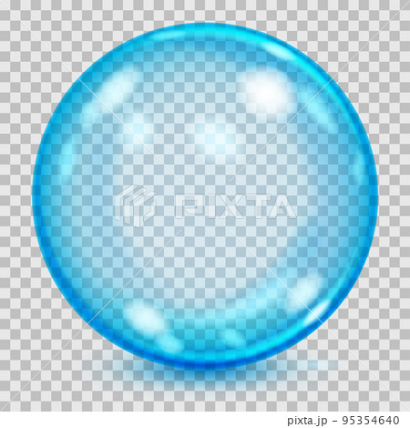 Big blue transparent glass sphere. Transparency only in vector file 95354640