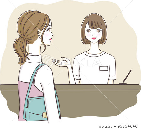 フロントで受付をする女性イラスト 95354646