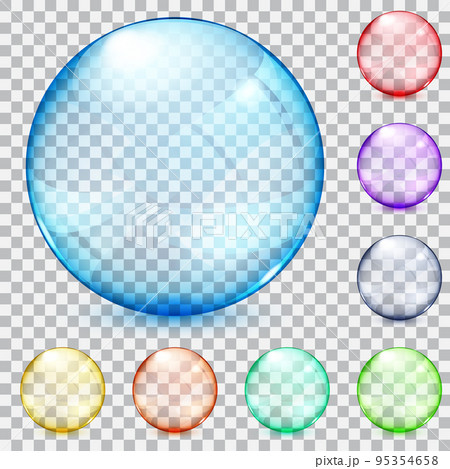 Multicolored transparent glass spheres 95354658