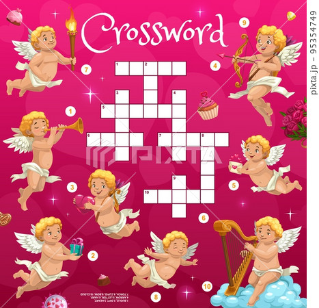 Crossword grid cartoon cupids of Valentine のイラスト素材 95354749 PIXTA