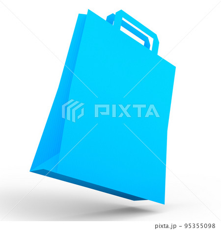 Folded kraft paper bag with handle isolated on white background. 95355098