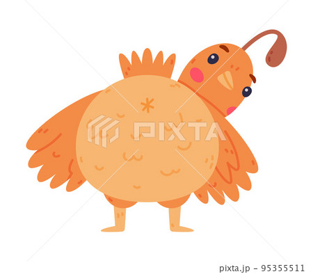 Quail Bird with Crest and Feathers Standing with Its Back Vector Illustration Quail Bird with Crest and Feathers Standing with Its Back Vector Illustration 95355511