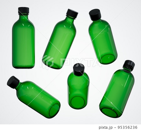 Cosmetic bottles several views 3D render, different angles of care product container template on white background isolated, design and branding ready clear glass bottle with cap Cosmetic bottles several views 3D render, different angles of care product container template on white background isolated, design and branding ready clear glass bottle with cap 95356236