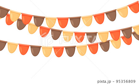 Thanksgiving bunting. Orange, brown and beige flag garland. Autumn holidays party decoration. Fall pennants chain.Celebration cartoon flags for decor. Footer and banner background Thanksgiving bunting. Orange, brown and beige flag garland. Autumn holidays party decoration. Fall pennants chain.Celebration cartoon flags for decor. Footer and banner background 95356809