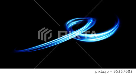 Abstract light lines of movement and speed in blue. Light everyday glowing effect. semicircular wave, light trail curve swirl, car headlights, incandescent optical fiber png. Abstract light lines of movement and speed in blue. Light everyday glowing effect. semicircular wave, light trail curve swirl, car headlights, incandescent optical fiber png. 95357603