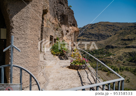 Vardzia, a cave monastery in Georgia. cave monastery and ancient city. Caves in the rock close-up. Landmark of Georgia 95358533
