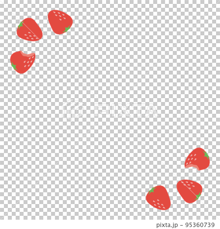 甘くて美味しそうな、シンプルでかわいいイチゴのフレーム素材 95360739