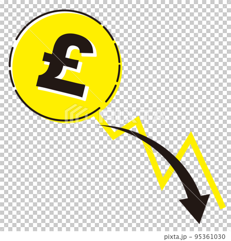 英鎊 (£) 貨幣和下降圖表插圖 英鎊 (£) 貨幣和下降圖表插圖 95361030