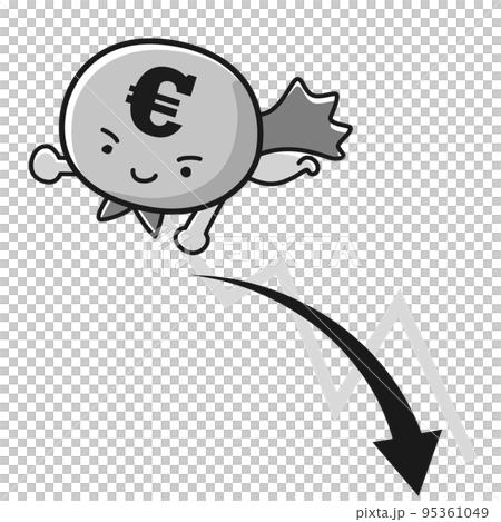 歐元貨幣(€)英雄人物和降序圖(黑白) 歐元貨幣(€)英雄人物和降序圖(黑白) 95361049